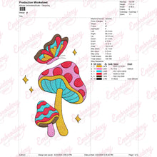 Mushroom With Butterflies Embroidery Design