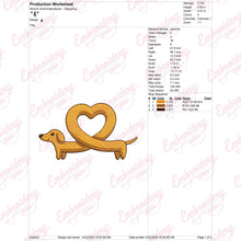 Heart Shaped Dachshund Dog Embroidery Design