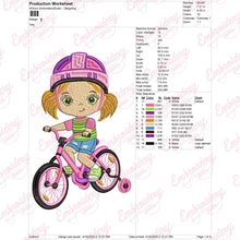 Cute Girl Riding a Bicycle Embroidery Design