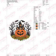 Halloween Pumpkin Haunted Castle Embroidery Design