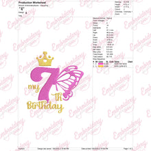 Butterfly My 7th Birthday Machine Embroidery Design
