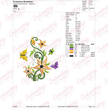 Flowers and Butterfly Embroidery Design