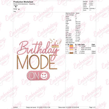 Birthday Mode On Embroidery Design