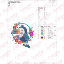 Toucan With Floral Wreath Embroidered Design