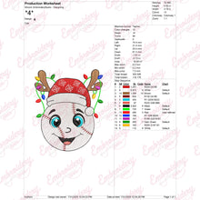 Baseball Christmas Lights Embroidery Design