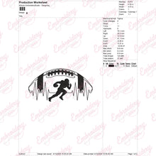 American Football Heartbeat Embroidery Design