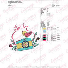 Floral Camera Smile Bird Embroidery Design