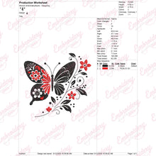 Butterfly With Floral Elements Embroidery Design