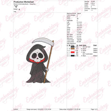 Grim Reaper Halloween Embroidery Design