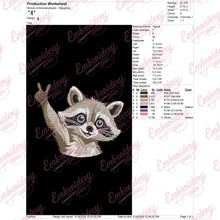 Peace Sign Raccoon Embroidery Design