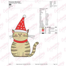 Christmas Cat Wearing Santa Hat Embroidery Design