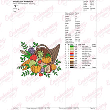 Horn Of Plenty Thanksgiving Embroidery Design