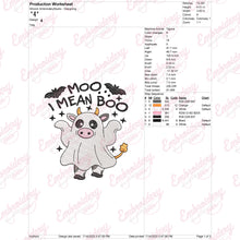 Cute Ghost Cow Halloween Embroidery Design