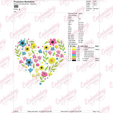 Heart Shaped Colorful Flowers Embroidery Design