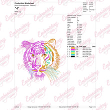 Colorful Tiger Head Design for Embroidery Machines