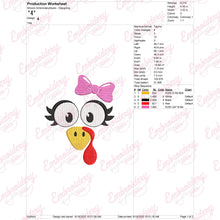 Turkey Face Embroidery Design for Thanksgiving