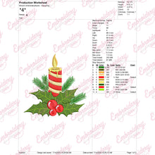 Christmas Candle Machine Embroidery Design