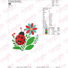 Ladybug Floral Wreath Embroidery Design
