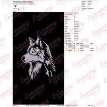 White Wolf Head Embroidery Design