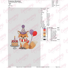 Birthday Fox Embroidery Design