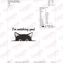 I'm Watching You Funny Cat Embroidery Design