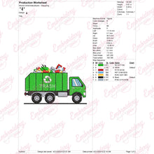 Trash Garbage Truck Embroidery Design