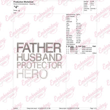 Father Husband Protector Hero Embroidery Design