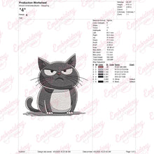 Cartoon Grumpy Cat Embroidery Design