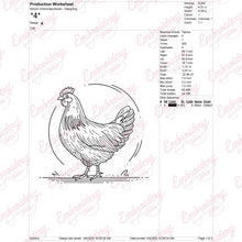 Chicken Line Art Machine Embroidery Design