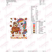 Unicorn Hugs Turkey Happy Thanksgiving Embroidery Design