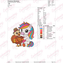 Cute Unicorn Hugs Turkey Thanksgiving Embroidery Design
