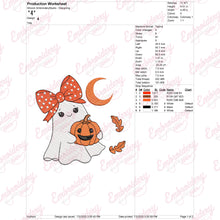 Adorable Ghost With Pumpkin Halloween Embroidery Design