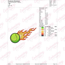 Fire Tennis Ball Embroidery Design