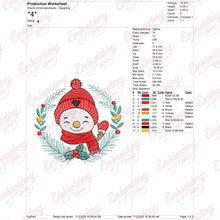 Christmas Snowman In Wreath Embroidery Design