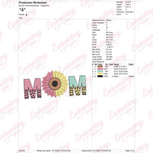 Mom Sunflower Brown Machine Embroidery