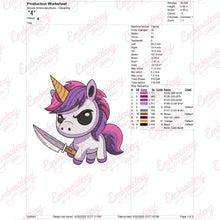 Angry Critters Halloween Unicorn With Blade Embroidery Design