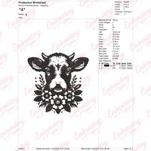 Cow With Flowers Embroidery Design