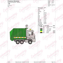 Garbage Truck Embroidery Design