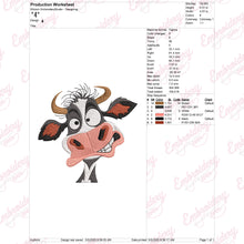 Funny Cow Face Embroidery Design