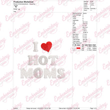 I Love Hot Moms Embroidery Design