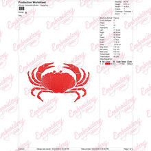 Red Crab Embroidery Design