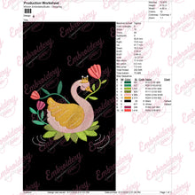 Flower Crown Swan Embroidery Design