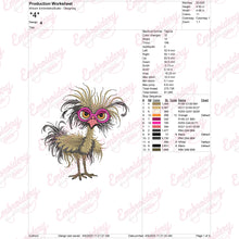 Funny Crazy Ostrich Embroidery Design