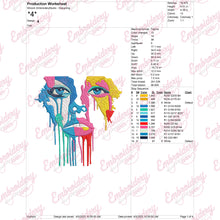Colorful Woman Face Embroidery Design