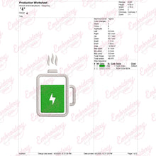 Battery Charging Embroidery Design