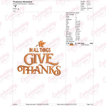 In All Things Give Thanks Quote Embroidery Design