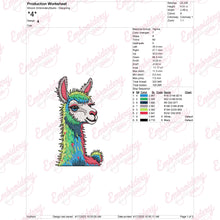 Colorful Llama Embroidery Design