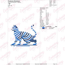 Abstract Blue Cat Embroidery Design