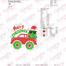 Merry Christmas Monster Truck Embroidery Design