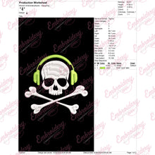 Halloween Skull With Headphone Embroidery Design